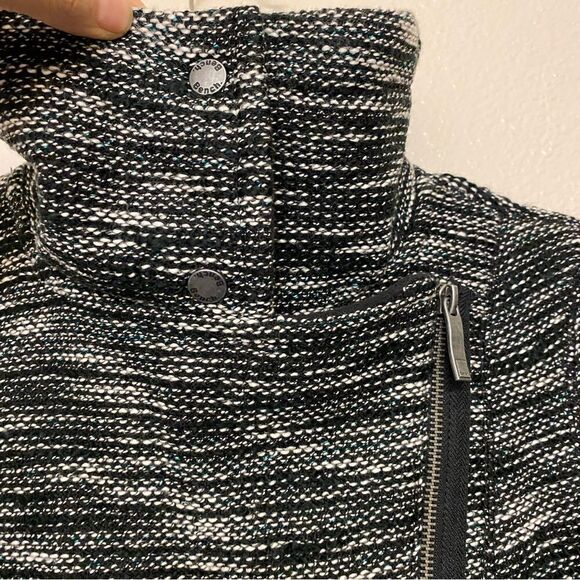 Bench Vail Fleece Lined Black & White tweed Jacket asymmetrical zipper -XS/4 - Picture 10 of 14